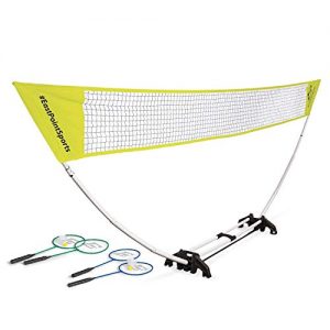 EastPoint Sports Easy Setup Badminton Net Set -5 Feet- Features Carry Storage Built-in Base, Weather Proof Material - Includes Badminton Net, 4 Rackets and 2 Shuttlecocks (Color May Vary)